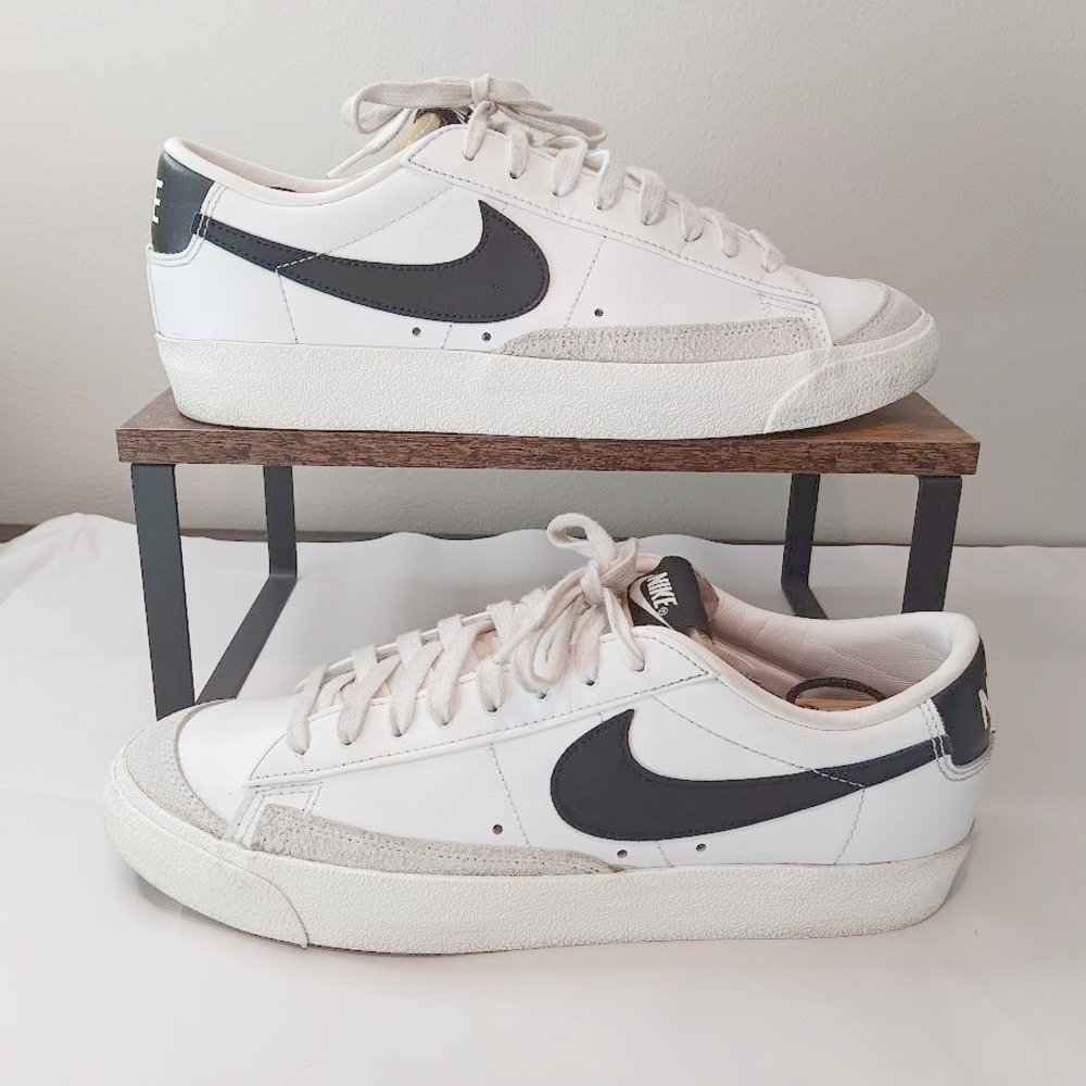 Nike Blazer Low 77 Vintage Womens 12 / Mens 10.5 White Black Good Leather Retro